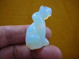 (Y-CHE-557) White Albino CHEETAH wild cat gemstone GEM carving BIG CATS ... - $15.79