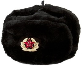 Authentisch Russisch Ushanka Militär Hut Mit / Sowjet Armee Abzeichen - £30.42 GBP