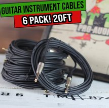 Guitar Cords (6 Pack) Instrument Cable by FAT TOAD | 20FT Wires 1/4 Inch Gold St - £29.56 GBP+