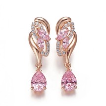 Y cubic zirconia rose gold color pink crystal earring fashion jewelry party accessories thumb200