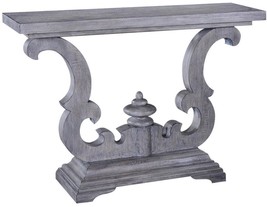 Console Table Cambridge Weathered Gray, Solid Wood Old World Scroll Design - £1,217.98 GBP