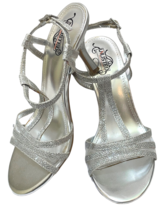 Unlisted Glitter Sling Back Heels Women 7.5 M Silver Kenneth Cole Middle Up MT - £18.48 GBP