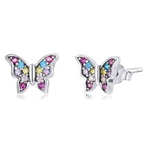 BISAER 925 Silver New Fashion Korean Earrings For Women Dragonfly Butterfly Stud - £15.92 GBP