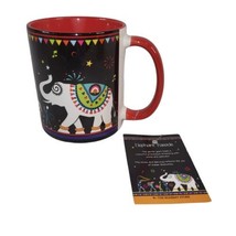 The Bombay Store 12 Oz Multicolored Indian Elephant Parade Coffee Mug Cup Tea - £7.61 GBP