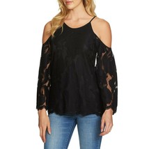 NWT Women Size XS Nordstrom 1.STATE Black Cold Shoulder Lace Blouse Top - £23.01 GBP