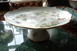 Cake Plate Footed, unmarked German Ceramic - $639.16 MXN