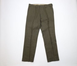 Vintage 60s 70s Streetwear Mens 36x30 Thick Wool Blend Pinstriped Chino ... - £55.22 GBP