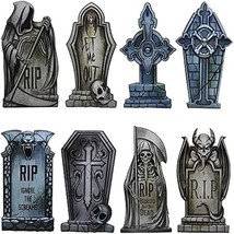 8- Halloween Tombstone Yard Decorations 16.5&quot; Graveyard Outdoor Lawn Party Decor - £10.16 GBP