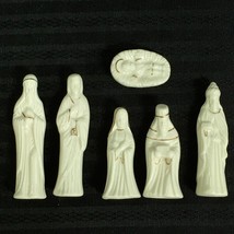 CHRISTMAS nativity set white ceramic w/ gold detail - 6-piece set 3.75&quot; - £11.99 GBP