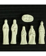 CHRISTMAS nativity set white ceramic w/ gold detail - 6-piece set 3.75&quot; - £11.79 GBP