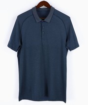 Lululemon Metal Vent Tech Polo Shirt Mens Large Blue Heather Mesh Training - £25.26 GBP