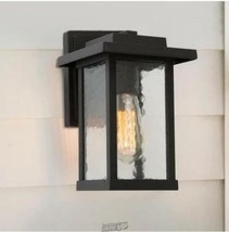 Craftsman 11 in. H 1-Light Textured Black Outdoor Wall Lantern Sconce with Water - £45.55 GBP