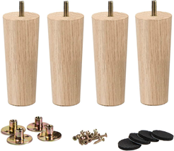 4 Inch / 10Cm Wooden Furniture Legs, La Vane Set of 4 Solid Wood Tapered M8 Repl - £16.45 GBP