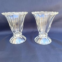 Vintage Old Fashioned Clear Ribbed Ice Cream Sundae Soda Fountain Glass Set Of 2 - £7.78 GBP