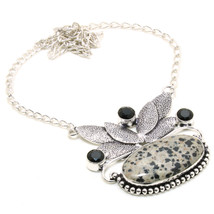 Dalmatian Black Spinel Gemstone Handmade Fashion Necklace Jewelry 18&quot; SA 1662 - £4.71 GBP