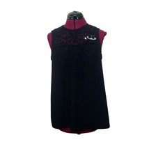 Halogen Top Black Women Lace Front Keyhole Back Size 1 Sleeveless - £22.94 GBP