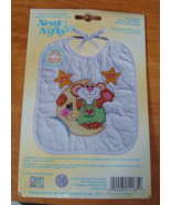 Vintage Baby Bib Janlynn MOUSE ON MOON Cross Stitch Kit Neat & Nifty New! - $13.00