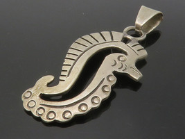 MEXICO 925 Sterling Silver - Vintage Dark Tone Seahorse Motif Pendant - PT11070 - £33.30 GBP