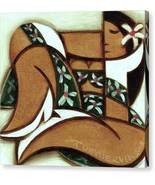 Large Hawaiian Wall Art 40 x 37 Woman in Dress Tropical Decor Modern Polynesian  - £840.25 GBP