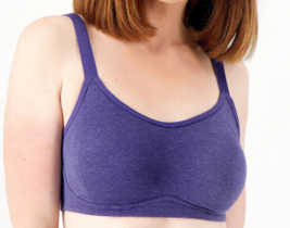 Cuddl Duds Intimates Cotton Core Extra Support Bra- Deep Cobalt Heather, XL - £20.22 GBP