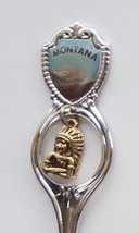 Collector Souvenir Spoon USA Montana Mountain Emblem Indian Charm - £2.38 GBP