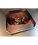 JEWELRY TRAY 8 Sided DRESSER KEEPSAKE Tray Black w/ Red Floral Design 1/... - $9.49 CAD