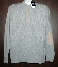Raffi Gray Italy Design Long Sleeve 1/4 Button Cotton Men&#39;s Sweater Sz XL  - £82.62 GBP