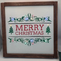 Rustic Merry Christmas Light Up Wood Sign 12x12 LED Wall Decor Holiday - $14.99
