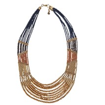 Vintage Multicolor Beads Multi Strand Statement Necklace Womens Costume ... - $34.65