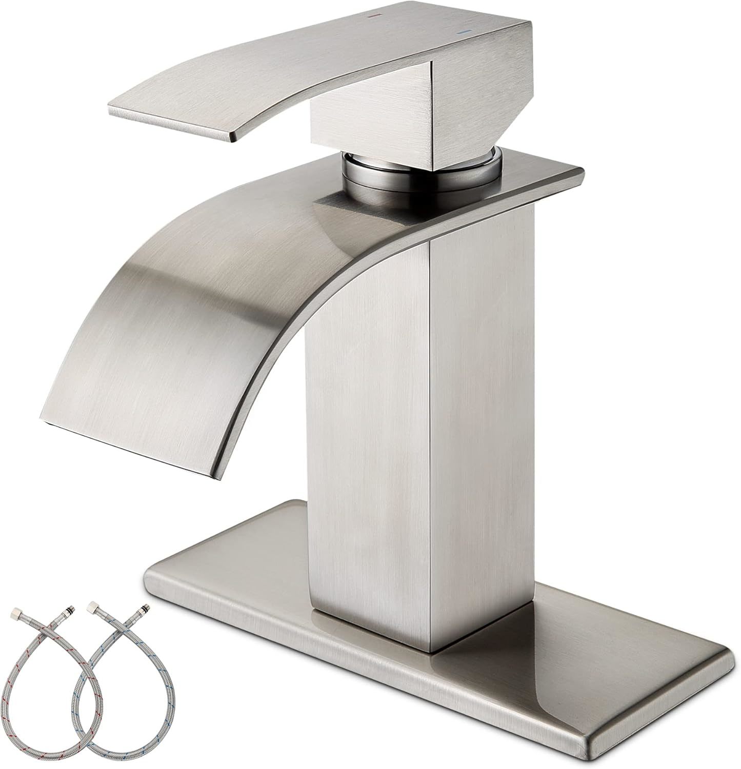 Waterfall Bathroom Faucet - Brushed Nickel Bathroom Sink Faucet, Single ... - $51.92