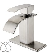 Waterfall Bathroom Faucet - Brushed Nickel Bathroom Sink Faucet, Single ... - $968.62 MXN