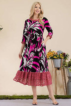 Celeste Full Size Paisley Print Lace Ruffled Midi Dress - $79.99