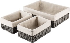 Hosroome Handmade Storage Basket Wicker Baskets For Organizing, Set Of 3,Grey - £31.63 GBP