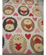 NEW Valentines HEDGEHOG LOVE TABLECLOTH 60&quot; Round  Red Pink HEARTS Vinyl - £15.60 GBP