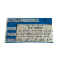 Neil Diamond Concert Ticket Stub September 24 1986 San Diego Sports Arena - $10.00