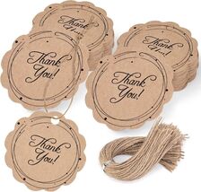 SallyFashion 100PCS Thank You Tags, Brown Gift Tags with String Paper Ha... - $9.90