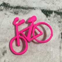 Bicycle Pin Hot Pink Plastic Brooch Cycling Pinback Retro  - $9.89
