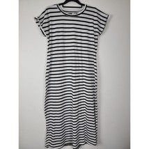 Tickled Teal Maxi Dress XL Womens Cap Sleeve Crew Neck Black White Striped - £14.99 GBP