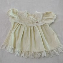 Vintage Ruffled Lace Trimmed Baby Dress 3 Yellow Short Sleeve 80&#39;s Easter - £12.81 GBP