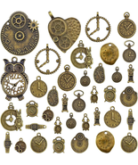 JIALEEY Antiqued Bronze Clock Face Charm Pendant, Wholesale Bulk Lots Mi... - £9.21 GBP