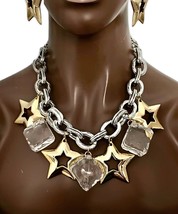 Chunky Chain Statement Bib Cleopatra Acrylic Stars necklace Earrings Jew... - $43.70