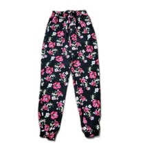 Faded Glory Pull On Girls Pants ~ Sz XL ~ Black ~ Floral ~ 30&quot; Inseam - £10.63 GBP