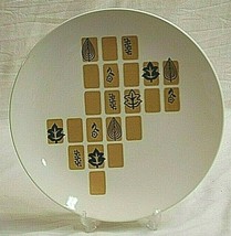 Mosaic Harmony House China 10&quot; Dinner Plate Brown Squares Leaves &amp; Flowers MCM - £15.63 GBP