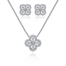 925 Silver Created Moissanite Diamonds Gemstone Four Leaf Clover Pendant/Necklac - £92.90 GBP