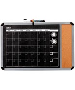 Dooley Metallic Framed Magnetic Black Surfaced 1 Mo Calendar, Cork Strip, 11x17