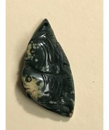 Finely Carved Dark Green &amp; Cream Two Swimming Ocean Fish Stone Pendant o... - £22.68 GBP