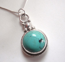 Simulated Turquoise 925 Sterling Silver Pendant you will receive exact item - $8.99