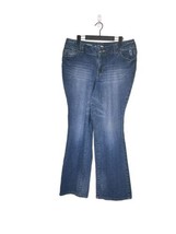 Lane Bryant Size 14 Distinctly Boot Blue Jeans Bootcut Distressed - $12.16