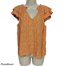 NWT A New Day Womens Flutter Sleeve Blouse Top Size XS Orange Floral V Neck - $19.80