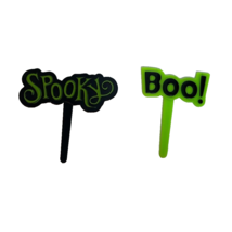 Halloween Boo &amp; Spooky Green Black Cupcake Cake Toppers Decorations - $1.89